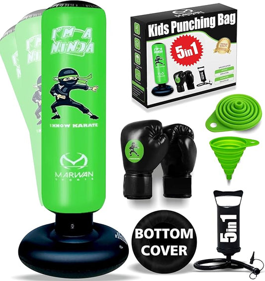 Durable Inflatable Kids Punching Bag for Karate and Boxing – Bounce-Back Martial Arts Bag for Boys and Girls, Great Birthday Gift to Relieve Energy and Build Skills for Boys Ages 4-12