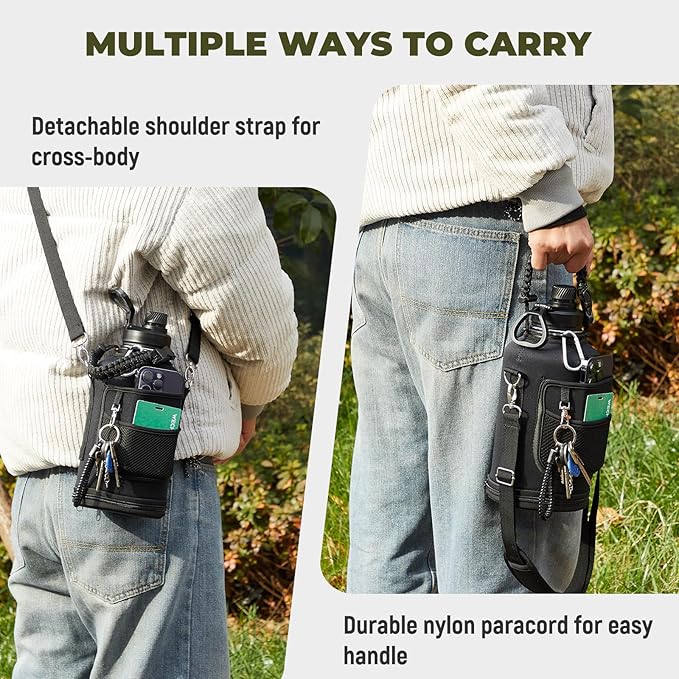 COKTIK 64oz Half Gallon Water Bottle - Triple Insulated Stainless Steel Flask, 48hr Cold Retention, Leakproof & BPA-Free, Large Water Jug for Gym, Hiking, Camping, Outdoor Sports (Midnight)