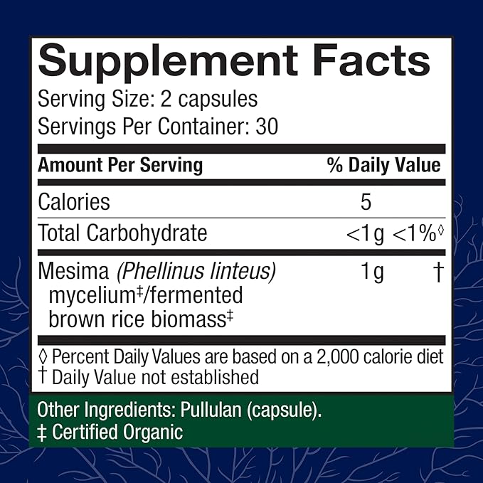 Host Defense Mesima Capsules - Herbal Antioxidant Activity & Immune System Support Supplement - Mushroom Supplement to Support Balanced Immune Response - 60 Capsules (30 Servings)*