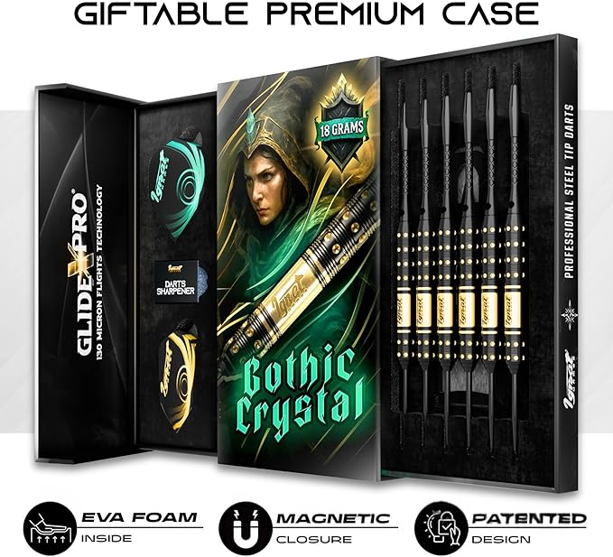 IgnatGames Premium Steel Tip Darts – 3/6/12 Pack Brass Barrels with Aluminum Shafts, 16 GlideXPro Flight Set, Tool Kit & Giftable Case