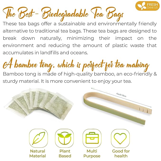 FreshDrinkUS, Premium 75 Mullein Licorice Tea Bags, 100% Natural, Blend of Mullein Leaves, and Licorice Root. Made with Natural Material Tea Bags. No Sugar, Vegan.