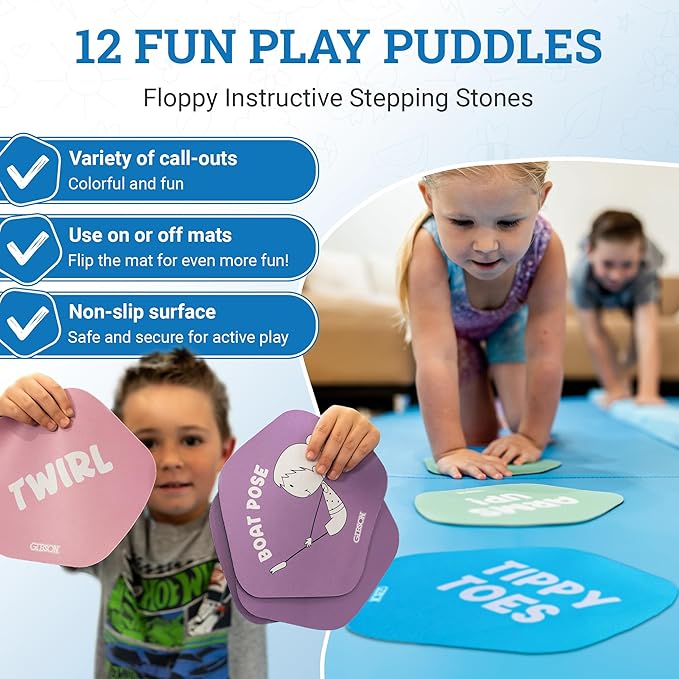 Gibson Athletic Engage Gymnastics Games, At Home Gymnastics Gym Equipment For Aspiring Gymnasts, Folding Tumbling Mat With Carry Handles, Folding Balance Beam, Spinning Wheel, Kids Exercise, Multiple Set-Up Options