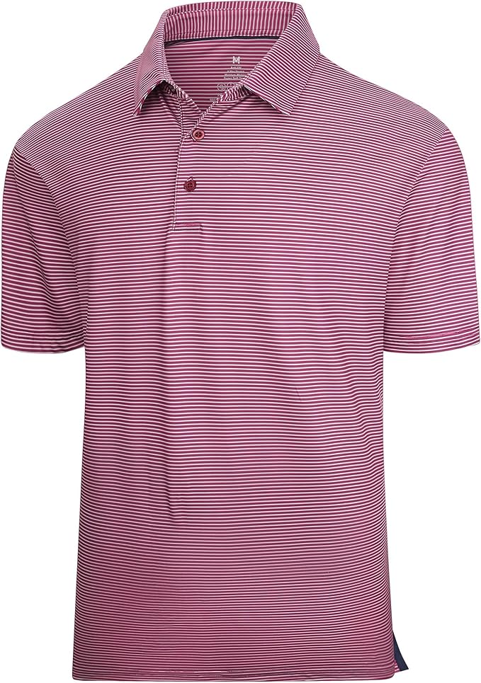 Esabel.C Jacquard Golf Shirts for Men Moisture Wicking Short Sleeve Performance Dry Fit Active Mens Polo Shirts