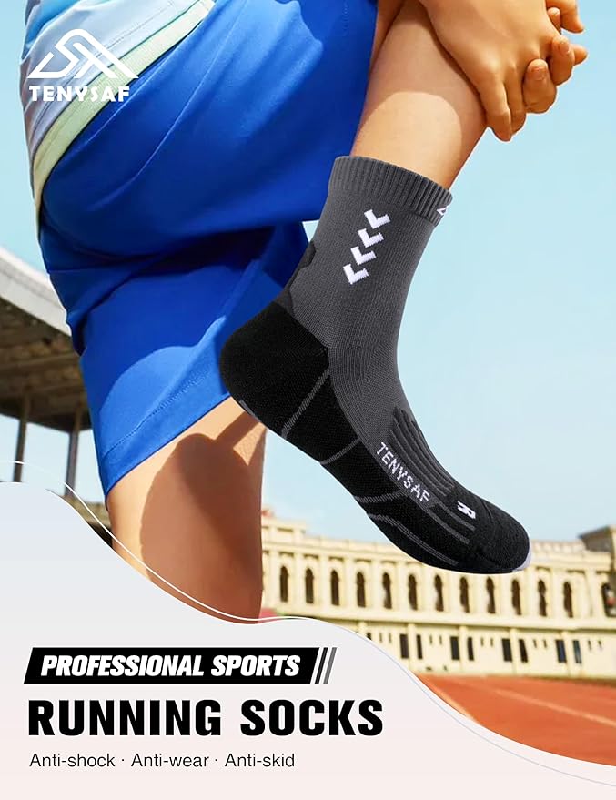 Compression Crew Running Socks: Athletic Socks for Men Women with Cushion,3 Pairs Work Hiking Basketball Sport Socks