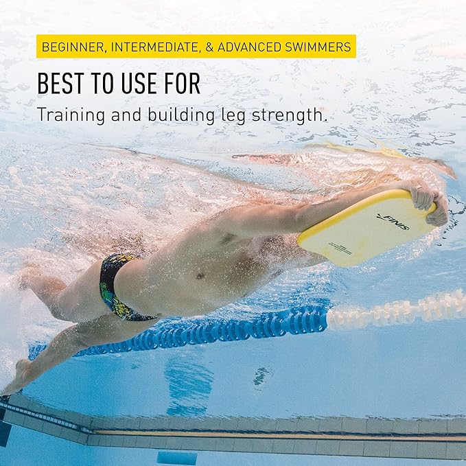 FINIS Foam Kickboard for Swim Training - Builds Leg Strength - Soft EVA Foam - Comfortable Grip - Yellow