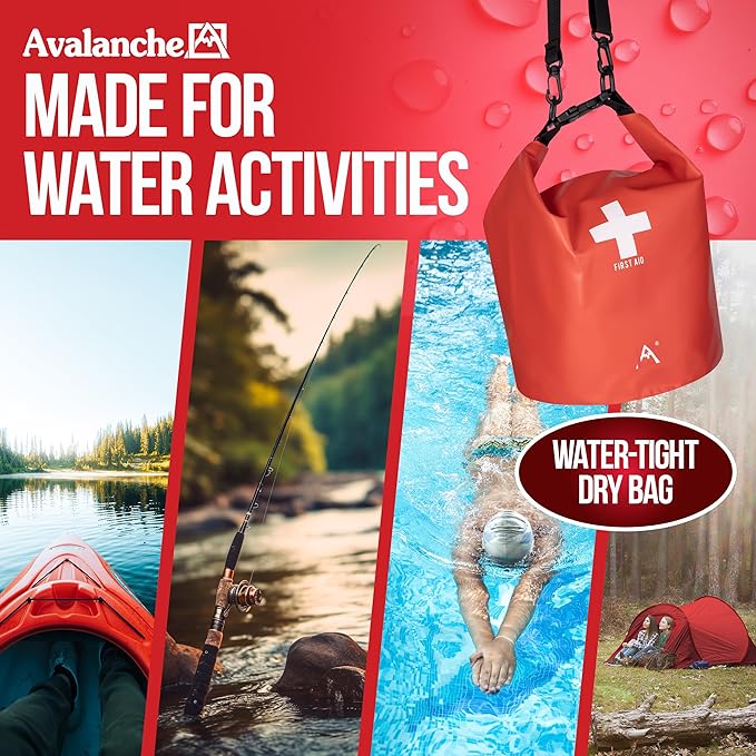 Avalanche First Aid Kit in Dry Bag, 103 Pcs Emergency Supplies Kit in Waterproof Bag for Home, Car, Travel, Sports or Camping, Durable, Ideal for Water Activities, Survival Gear Kit