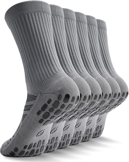 CWVLC Grip Socks Soccer - Cushioned Non-Slip Grippy for Men & Women Athletic - Barre Hospital Sticky Slipper Socks