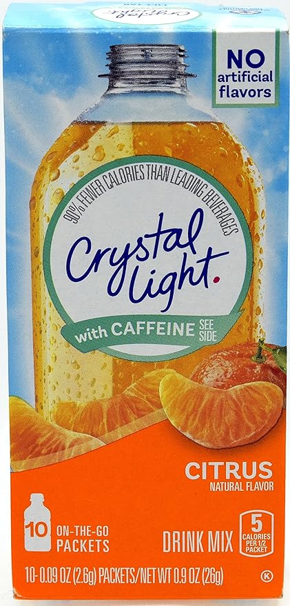 Crystal Light On The Go Citrus With Caffeine Drink Mix, 10-Packet Box (Pack of 26)