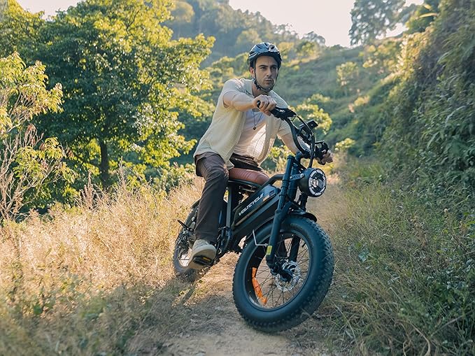 Electric Bicycle for Adults - 20”x 4”Fat Tire, Peak 1000W Motor, 7 Speed Electric Motorcycle Bicycle, 48V/18.2AH Detachable Battery Long Seat Electric Bike,Up to 28MPH/30-60Miles Electric Dirt Bike