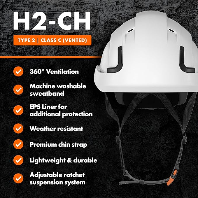 Defender Safety H2 Safety Helmet Hard Hat, Type 2 Class C and E, ANSI Z89.1 and EN 12492 Rated