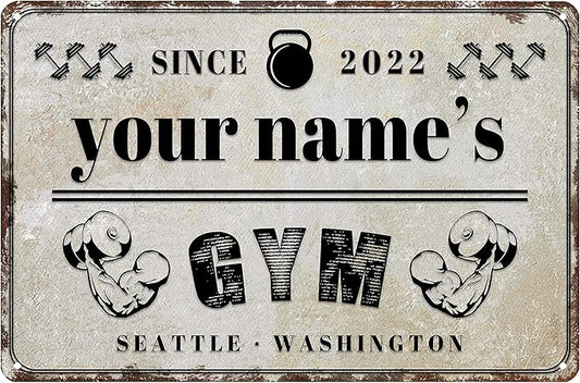 Custom Gym Sign Wall Art Decor Personalized Name Aluminum Metal Sign Retro Workout Room Fitness Center Tin Sign