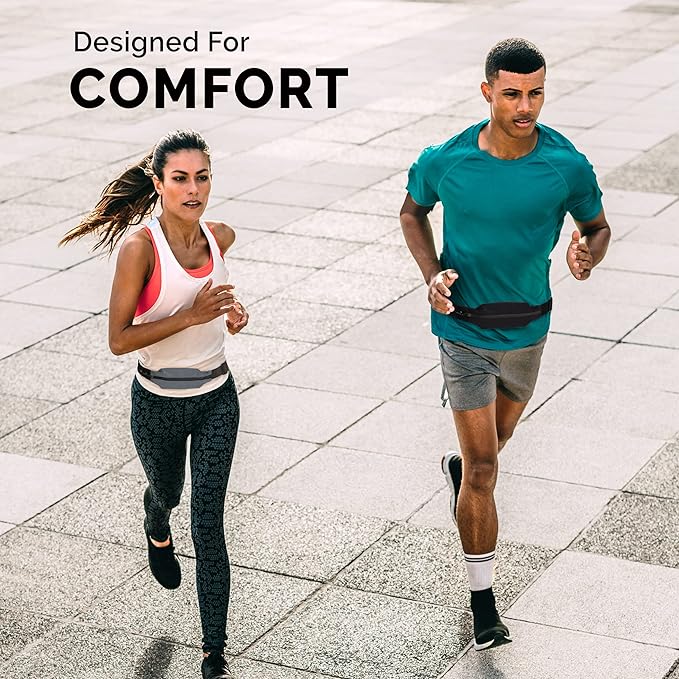Back Bay Slim Running Belt for Women & Men [Fits ALL Phones], Runners Fanny Pack for Men, Money Belt, Running Gear Gift, Waist Bag Workout Gear, iPhone Runner's Phone Holder Waist Pack
