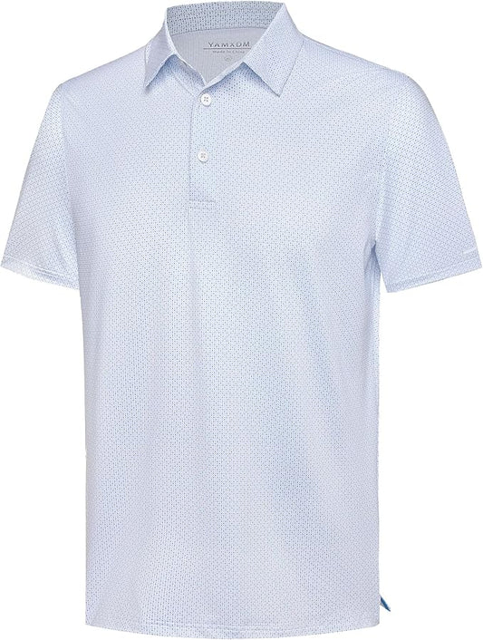 Golf Shirts for Men - Moisture Wicking Short Sleeve Performance Sport Casual Striped Collared Mens Polo Shirt