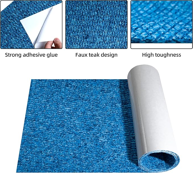 FOCEAN Boat Flooring EVA Foam Boat Decking Faux Teak Marine Flooring Boat Mat Boat Carpet Sheet for Motorboat RV Yacht Kayak Surfboard, 94.5"x 47.2"/35.4"/23.6"/15.7"