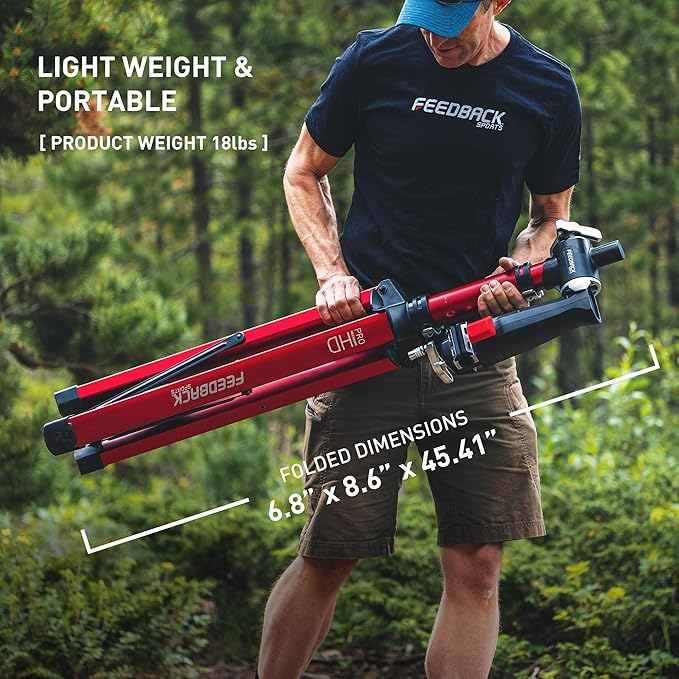 FEEDBACK SPORTS | Pro Mechanic HD (Heavy Duty) Bike Repair Stand | Lightweight, Stable Bicycle Workstand W/Tripod Base | Red