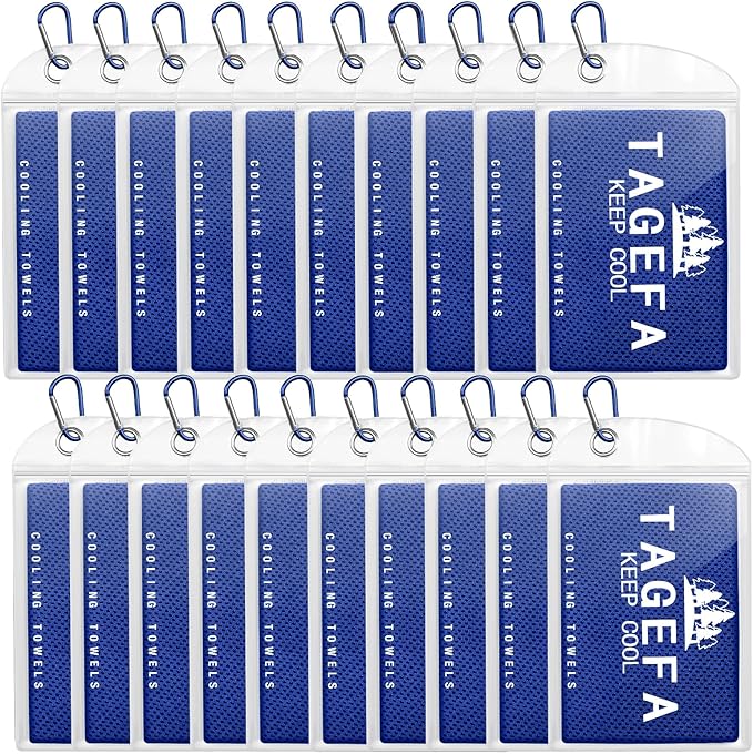 Cooling Towels 20 Pack, 40"x 12" Cooling Rags Neck Wraps for Sports with Carrying Pouch, Gym Cooling Neck Towels for Hor Weather, Sweat, Fitness, Travel