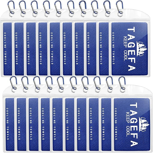 Cooling Towels 20 Pack, 40"x 12" Cooling Rags Neck Wraps for Sports with Carrying Pouch, Gym Cooling Neck Towels for Hor Weather, Sweat, Fitness, Travel