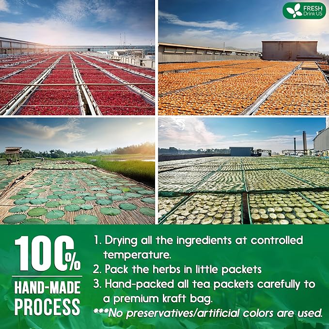 FRESHDRINKUS, 30 Packs of Oil Reducing Tea, Oil Cleansing for Liver, 10 Herbal Ingredients, Traditional Recipe Tea for Liver, 100% Natural, Easy Brewing, Steep Repeatedly (30 Packs)