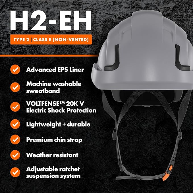 Defender Safety H2 Safety Helmet Hard Hat, Type 2 Class C and E, ANSI Z89.1 and EN 12492 Rated