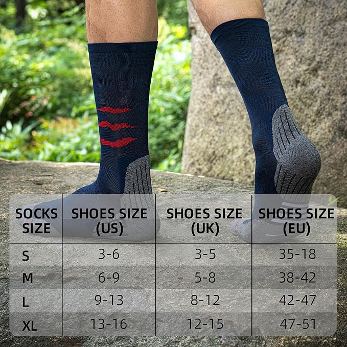 Compression Running Socks, Cushion Crew Socks - Anti-Blister Moisture Wicking for Athletic Hiking Basketball Tennis