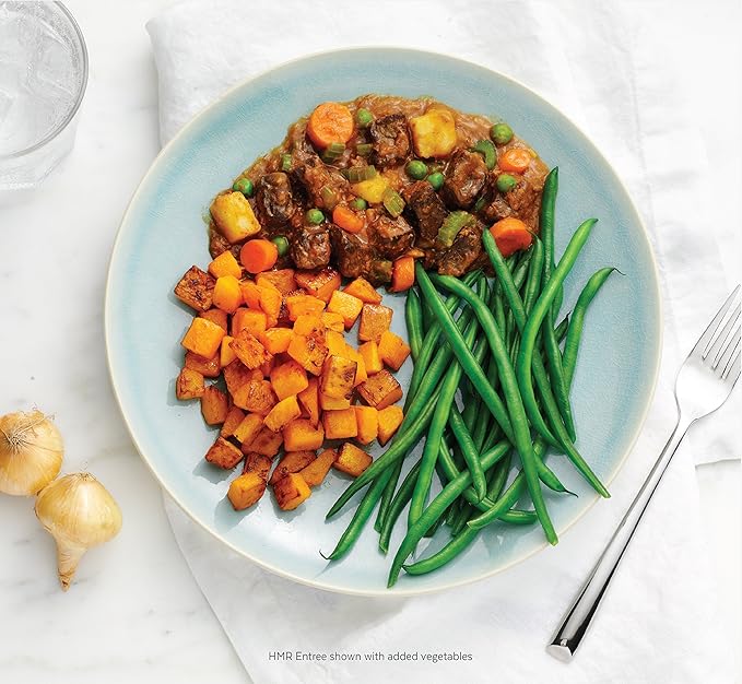 HMR Vegetable Stew with Beef Entrée | Pre-packaged Lunch or Dinner to Support Weight Loss | Ready to Eat | 13g of Protein | Low Calorie Food | 8oz Serving per Meal | Pack of 6