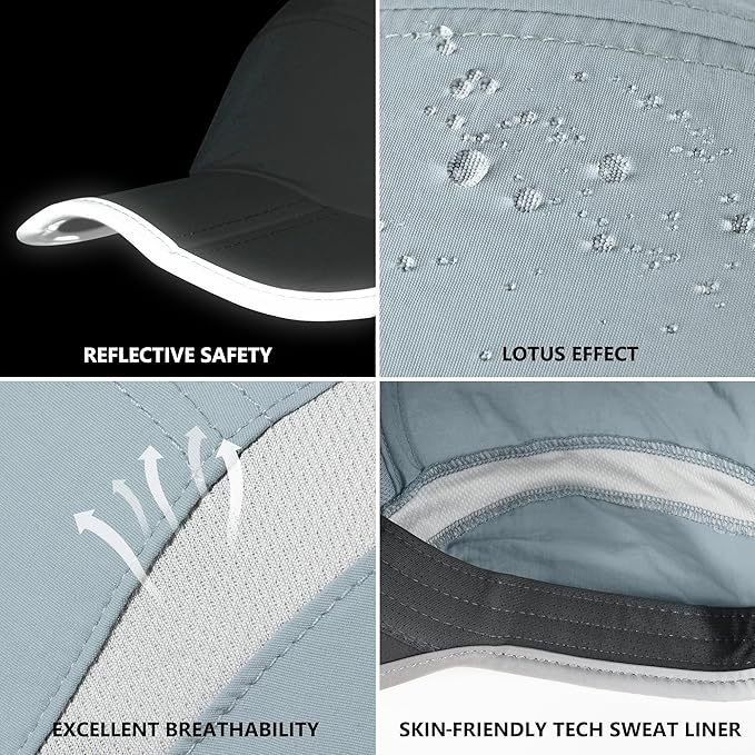GADIEMKENSD Reflective Folding Outdoor Hat Unstructured Design UPF 50+ Sun Protection Sport Hats for Womens and Mens