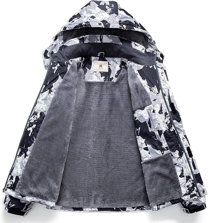 CREATMO US Men's Mountain Waterproof Ski Jacket - Windproof Snowboarding Warm Winter Coat Raincoat