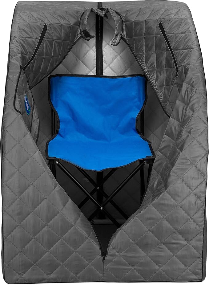 Durasage Lightweight Portable Personal Steam Sauna Spa - 800W Steam Generator, 60-Min Timer, Zippered Access, Single Front Pocket, Foldable Frame & Chair - Indoor Use, at-Home Relaxation Kit