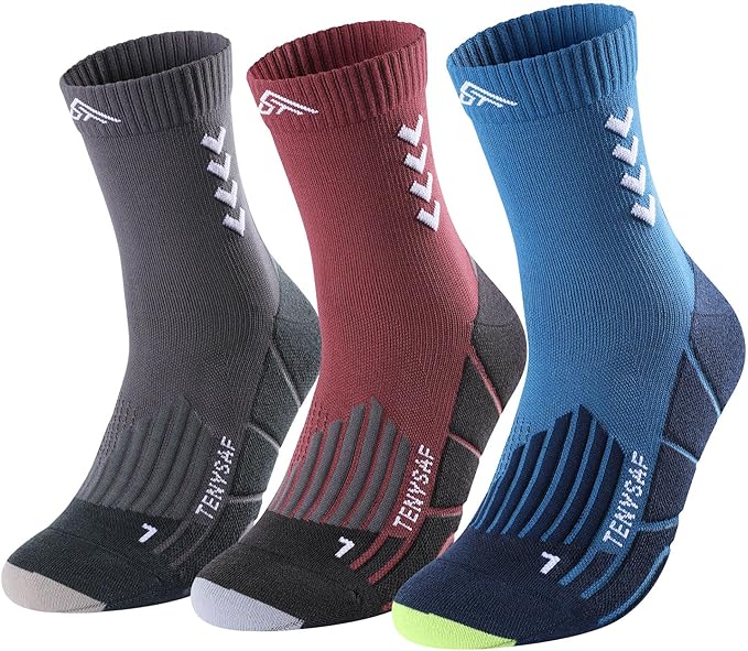Compression Crew Running Socks: Athletic Socks for Men Women with Cushion,3 Pairs Work Hiking Basketball Sport Socks