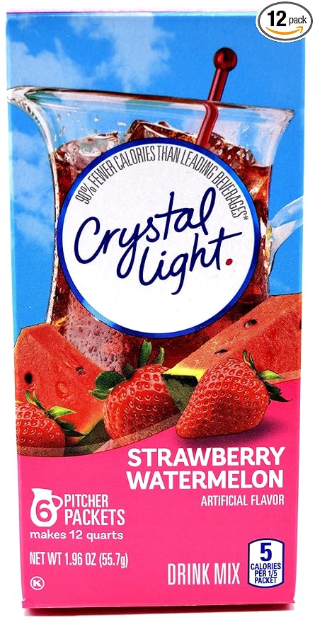 Crystal Light Strawberry Watermelon Drink Mix, 12-Quart Canister (Pack of 12)