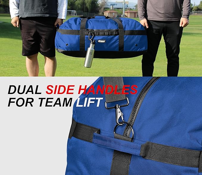 Fitdom 132L 36" Heavy Duty Extra Large Sports Gym Equipment Travel Duffel Bag W/Adjustable Shoulder & Compression Straps. Perfect for Soccer Baseball Basketball Hockey Football Team Coaches & More