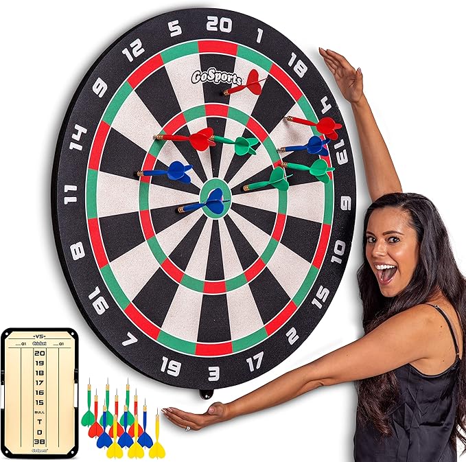 GoSports Giant 3 ft or 4 ft Cork Dartboards - Includes 12 Giant Darts and Scoreboard - New Fun Twist on Darts