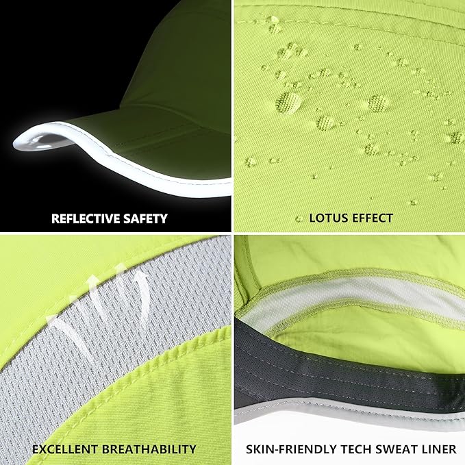 GADIEMKENSD Reflective Folding Outdoor Hat Unstructured Design UPF 50+ Sun Protection Sport Hats for Womens and Mens