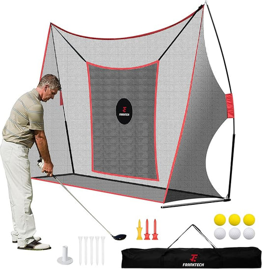 Golf Practice Net - Heavy Duty Driving Range Net with High Impact Chipping Target, Include Carry Bag and Golf Balls for Indoor Outdoor