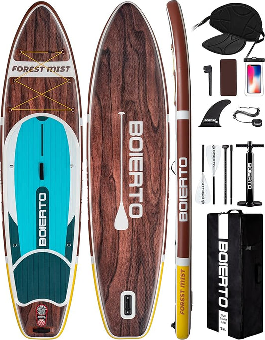 Inflatable Stand Up Paddle Board 10'8“*34"/11'*33" Extra Wide Paddle Boards for Adults, SUP with Premium Accessories & Nylon Backpack, Adjustable Paddle, Hand Pump, Bottom Fin, Leash
