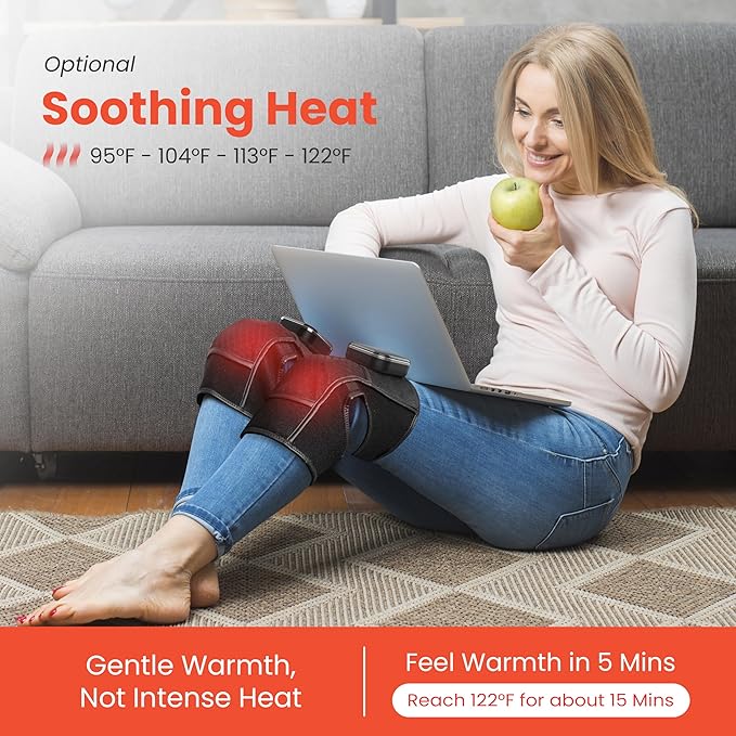 COMFIER Cordless Knee Massager with Heat & Vibration,Heated Knee Brace Wrap for Arthritis, Graphene Knee Heating Pad for Knee Pain, Electric Knee Support, Gifts for Men Women (1 Pack)