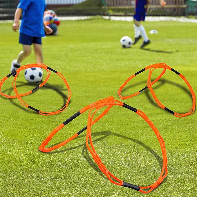Hikeen Octagonal Agility Rings, Speed Rings, Youth Agility Footwork Training and Speed Hurdles Ladder, Fitness Equipment Sport Workout for Soccer, Home Gym, 6 Firm Rings Set