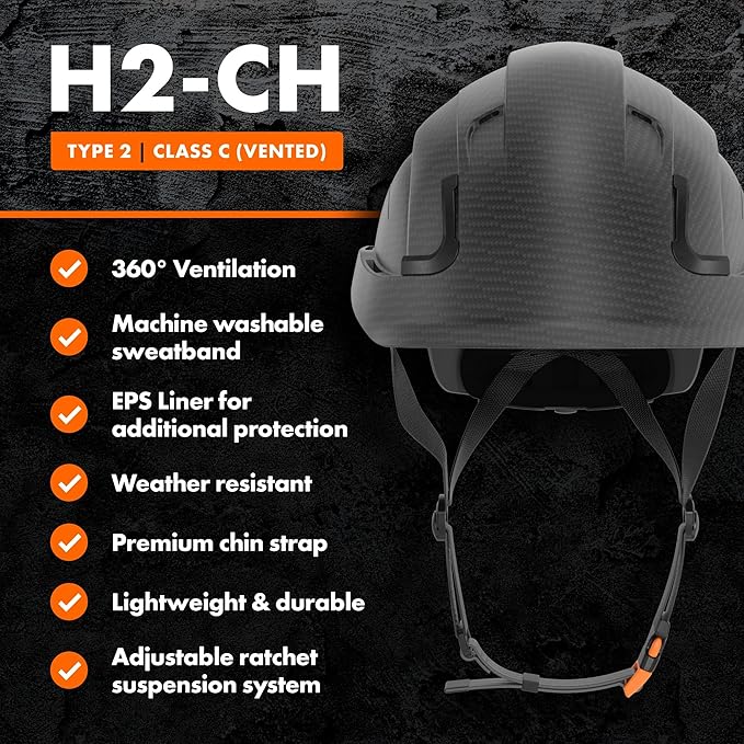 Defender Safety H2 Safety Helmet Hard Hat, Type 2 Class C and E, ANSI Z89.1 and EN 12492 Rated
