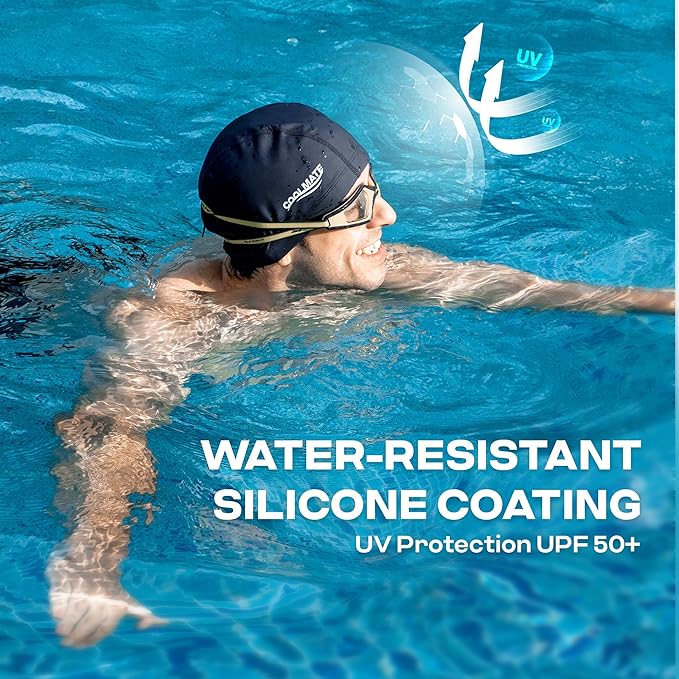 COOLMATE Fabric Swim Cap for Adult Women Men Kid 3 4 6 8 14 16, Silicone Water Resistant Layer, Cloth Swim Cap Gifts for Swimmers, Lightweight for Pool, Lap Swimming (1 pc)