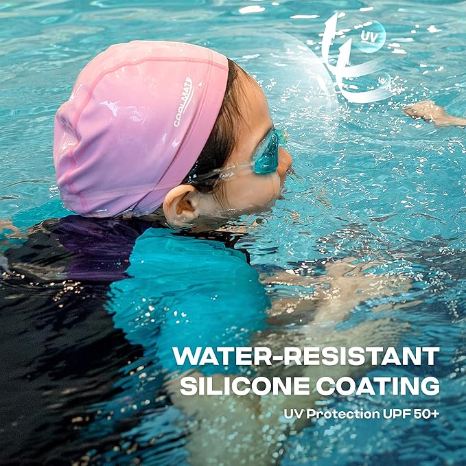 COOLMATE Fabric Swim Cap for Adult Women Men Kid 3 4 6 8 14 16, Silicone Water Resistant Layer, Cloth Swim Cap Gifts for Swimmers, Lightweight for Pool, Lap Swimming (1 pc)