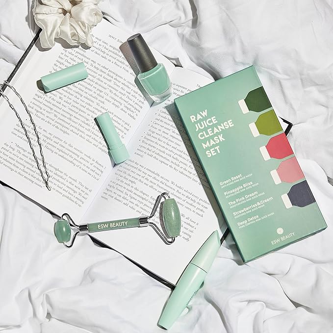 ESW Beauty Raw Juice Face Masks - 10-Pack Variety Set - Hydrating, Anti-Aging, Moisture Repair, Pore Control, Soothing & Revitalizing with Watermelon, Kale & Charcoal