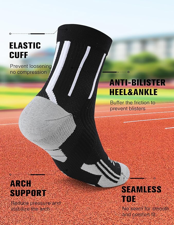 Compression Sport Running Socks: Athletic Crew Socks for Men Women Cycling Hiking Basketball Work,3 Pairs