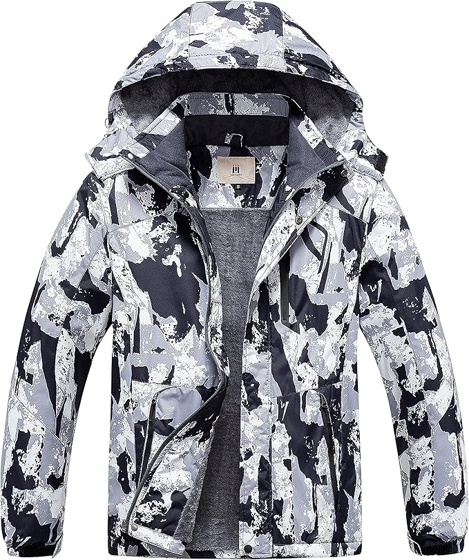 CREATMO US Men's Mountain Waterproof Ski Jacket - Windproof Snowboarding Warm Winter Coat Raincoat