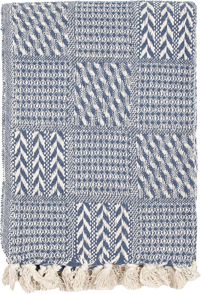 Arkwright Common Ground Bulk Blankets - Pack of 12 - Reversible 100% Cotton All Season Lightweight Couch Bed Throws for Wedding Guests, Travel, and Outdoor Events, 50 x 70 in, Chevron