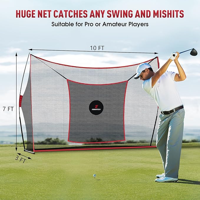 Golf Practice Net - Heavy Duty Driving Range Net with High Impact Chipping Target, Include Carry Bag and Golf Balls for Indoor Outdoor