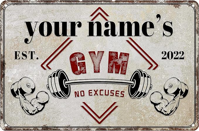 Custom Gym Sign Wall Art Decor Personalized Name Aluminum Metal Sign Retro Workout Room Fitness Center Tin Sign