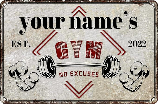 Custom Gym Sign Wall Art Decor Personalized Name Aluminum Metal Sign Retro Workout Room Fitness Center Tin Sign