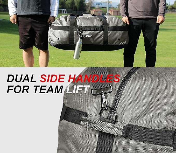 Fitdom 132L 36" Heavy Duty Extra Large Sports Gym Equipment Travel Duffel Bag W/Adjustable Shoulder & Compression Straps. Perfect for Soccer Baseball Basketball Hockey Football Team Coaches & More