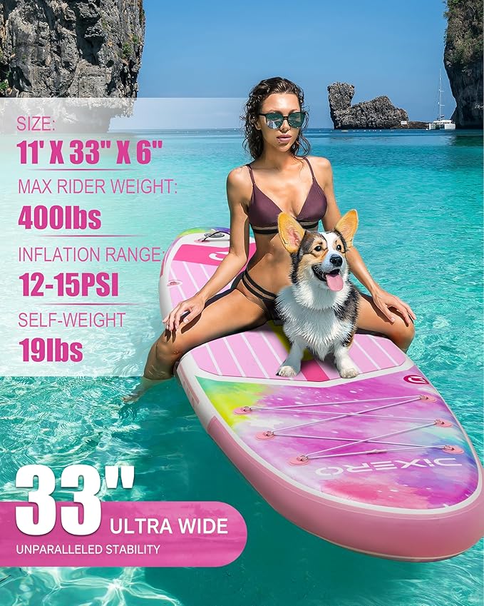 Inflatable Stand Up Paddle Board with SUP Accessories, Anti-Slip EVA Deck, 11'*33" Inflatable Paddle Boards for Adults & Youth of All Skill Levels