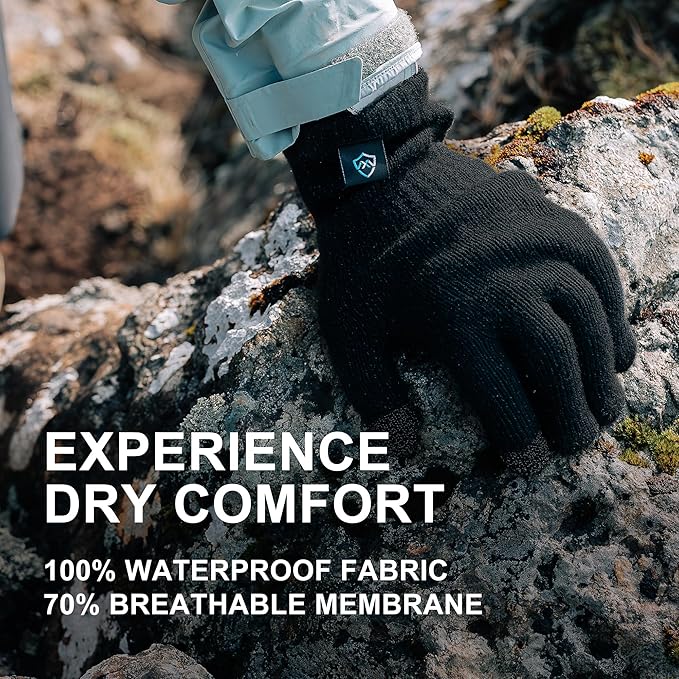 DexShell Waterproof Knit Gloves for Men & Women, Lightweight Touchscreen Wet-Grip for Running Hiking, Spring & Fall Use